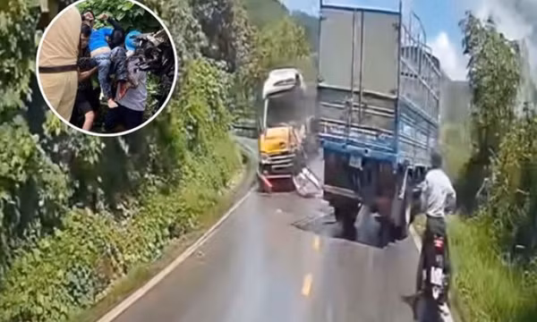 Xe bus đâm trực diện xe tải trên Quốc lộ 3, tài xế bị nát bàn chân