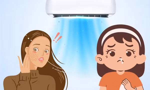 Ngồi trong phòng điều hòa cả ngày có thể làm khô da và xoang