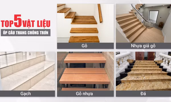 Vật liệu ốp cầu thang chống trơn: Top 5 lựa chọn an toàn 