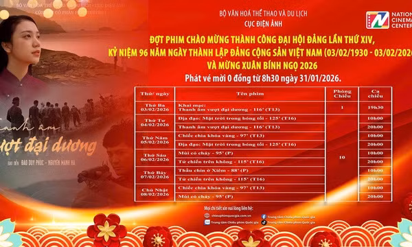 Chiếu miễn phí phim chào mừng thành công Đại hội Đảng lần thứ XIV