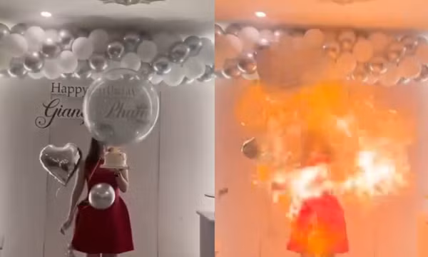 Sinh nhật kinh hoàng của cô gái: Bóng bay phát nổ, lửa trùm kín mặt