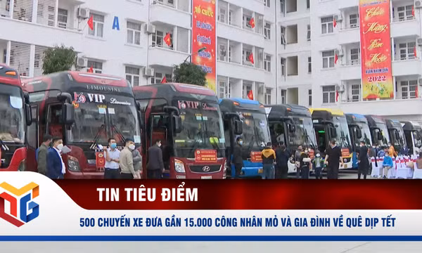 500 chuyến xe đưa gần 15.000 công nhân mỏ và gia đình về quê dịp Tết