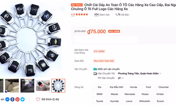 Chốt giả dây an toàn bán tràn lan trên mạng