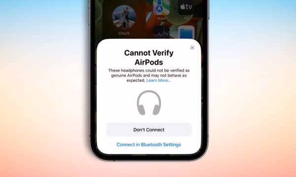 iOS 16 cảnh báo khi dùng AirPods nhái