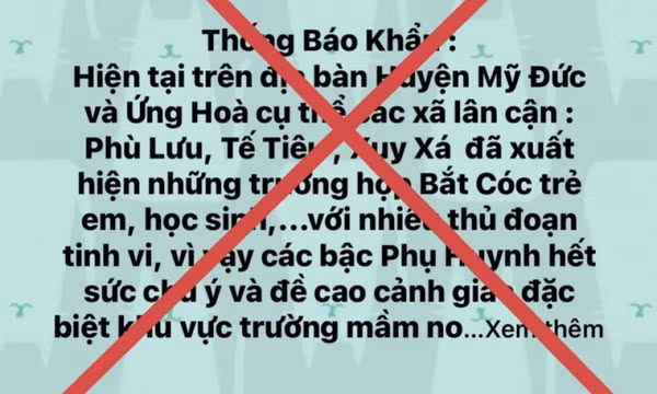 Xử lý nghiêm đối tượng thông tin thất thiệt bắt cóc trẻ em ở Hà Nội