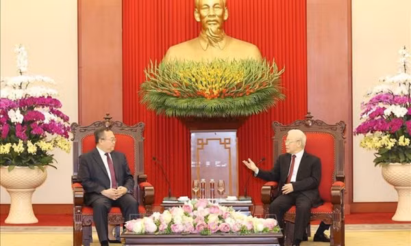 Tổng Bí thư Nguyễn Phú Trọng tiếp Trưởng Ban Liên lạc Đối ngoại TƯ ĐCS Trung Quốc 