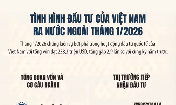 Tình hình đầu tư của Việt Nam ra nước ngoài tháng 1/2026