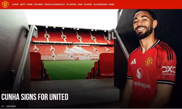 Matheus Cunha mang áo số 10 ở Man United