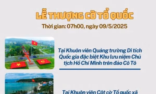 Lần đầu tiên tổ chức đồng thời Lễ thượng cờ, chào cờ và hát Quốc ca trực tiếp trên 3 đảo của Cô Tô