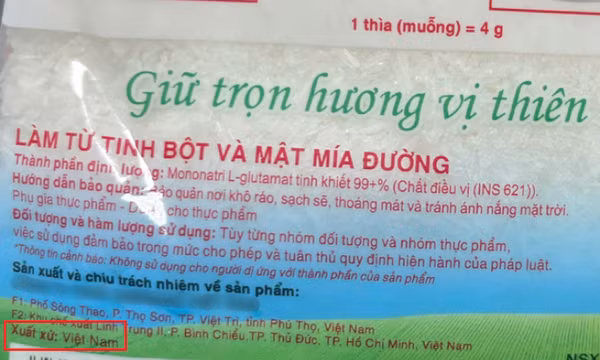 Mì chính không ghi xuất xứ, không rõ nguồn gốc tràn lan trên thị trường