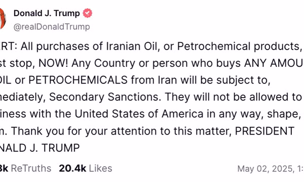 Tổng thống Mỹ Donald Trump công bố các lệnh trừng phạt toàn diện đối với Iran