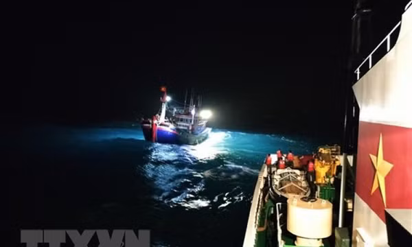 Khẩn trương hỗ trợ, tìm kiếm các thuyền viên gặp nạn trên biển Phú Quý