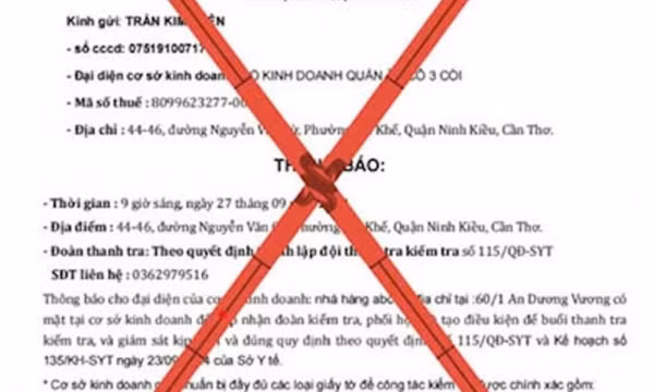 Giám đốc Sở Y tế Cần Thơ bị mạo chữ ký trong công văn “hù dọa” các cơ sở kinh doanh thực phẩm