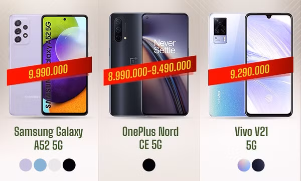 Ba smartphone 5G giá 9 triệu đồng đọ sức