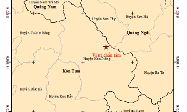Hai trận động đất liên tiếp ở Kon Tum và Quảng Nam