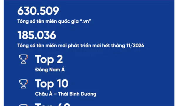 Lượng tên miền quốc gia của Việt Nam đạt Top 2 Đông Nam Á