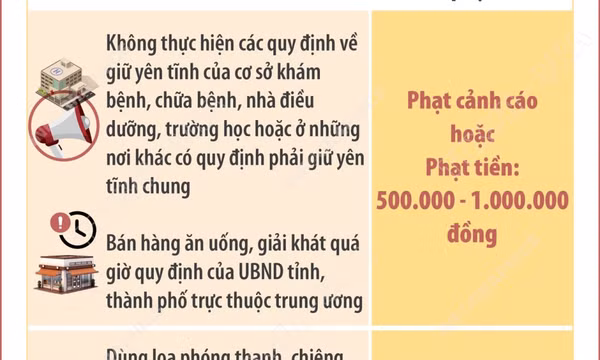 Mức phạt vi phạm trật tự công cộng, sự yên tĩnh chung, đăng ký, quản lý cư trú