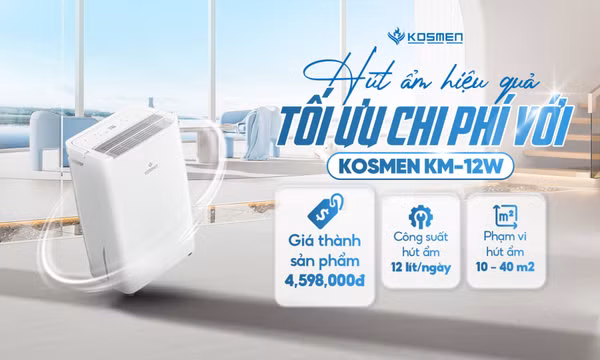 Không lo nồm ẩm với máy hút ẩm Kosmen giá chỉ từ 4.598.000 đồng