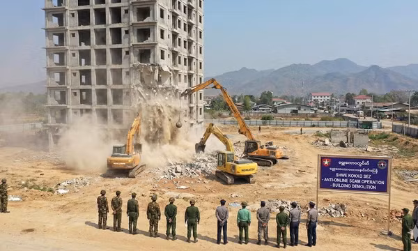 Myanmar phá dỡ nhà cao tầng trong chiến dịch trấn áp tội phạm lừa đảo trực tuyến