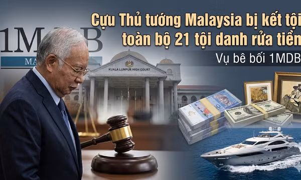 Cựu Thủ tướng Malaysia bị kết tội toàn bộ 21 tội danh rửa tiền