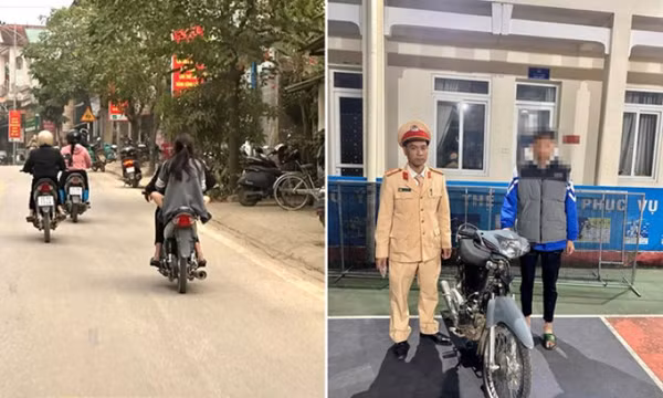 Chở bạn gái trên xe không biển, không mũ, nam sinh bị tạm giữ xe