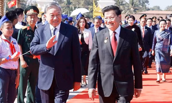 Tổng Bí thư Tô Lâm dự Lễ khánh thành Công viên Hữu nghị Lào-Việt Nam