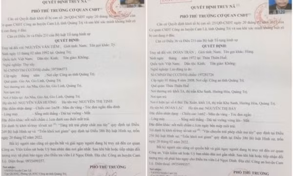 Truy nã 2 đối tượng khoét tường trốn khỏi nơi giam giữ