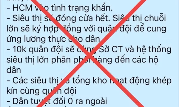 TP.HCM ở trong tình trạng khẩn do Covid-19 là tin giả