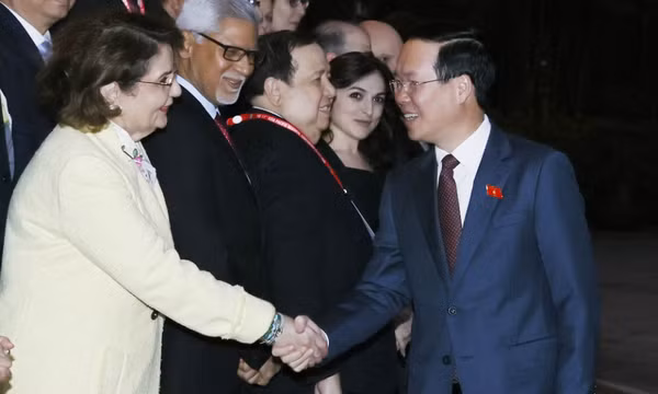 Chủ tịch nước Võ Văn Thưởng tiếp Đoàn phong trào Chữ thập đỏ và Trăng lưỡi lưỡi liềm đỏ