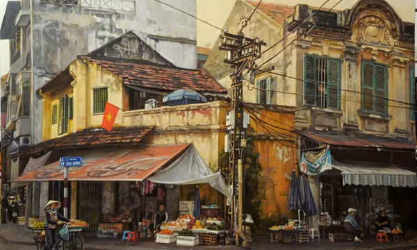 Nét yên bình của Hà Nội trong tranh