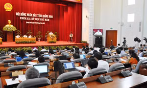 Các đại biểu HĐND tỉnh thảo luận tại hội trường