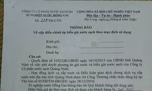 Bất ngờ trước việc áp giá nước sạch của Công ty CP Nước sạch Quảng Ninh