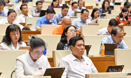 Quốc hội làm việc tại hội trường. (Ảnh: THỦY NGUYÊN)