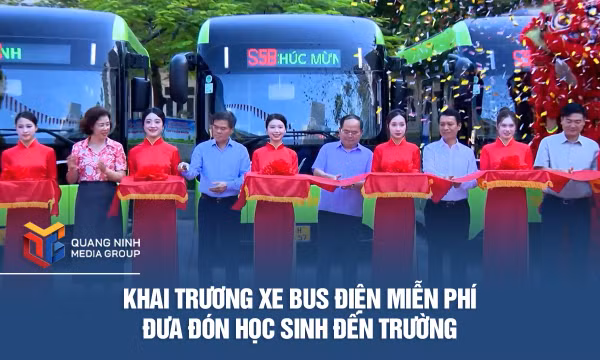 Khai trương xe bus điện miễn phí đưa đón học sinh đến trường