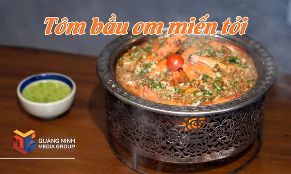 Tôm bầu om miến tỏi