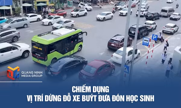 Chiếm dụng vị trí dừng đỗ xe buýt đưa đón học sinh