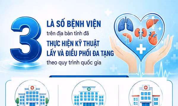 3 - là số bệnh viện trên địa bàn tỉnh thực hiện kỹ thuật lấy, điều phối đa tạng theo quy trình quốc gia