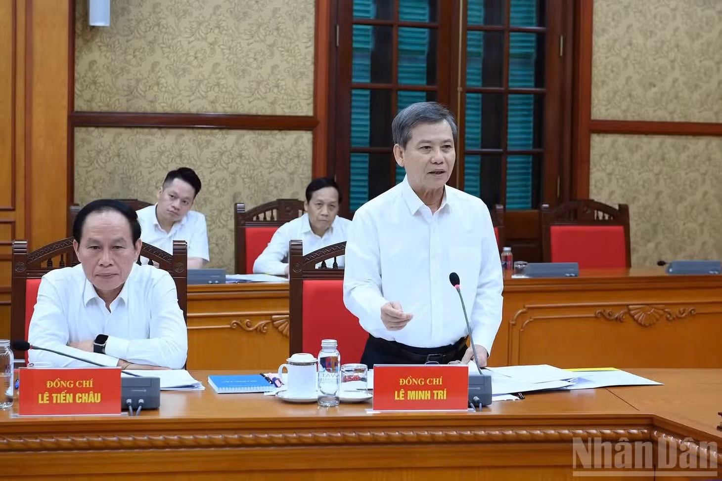 Đồng chí Lê Minh Trí, Ủy viên Bộ Chính trị, Bí thư Trung ương Đảng, Trưởng Ban Nội chính Trung ương phát biểu tại cuộc làm việc. (Ảnh: ĐĂNG KHOA)