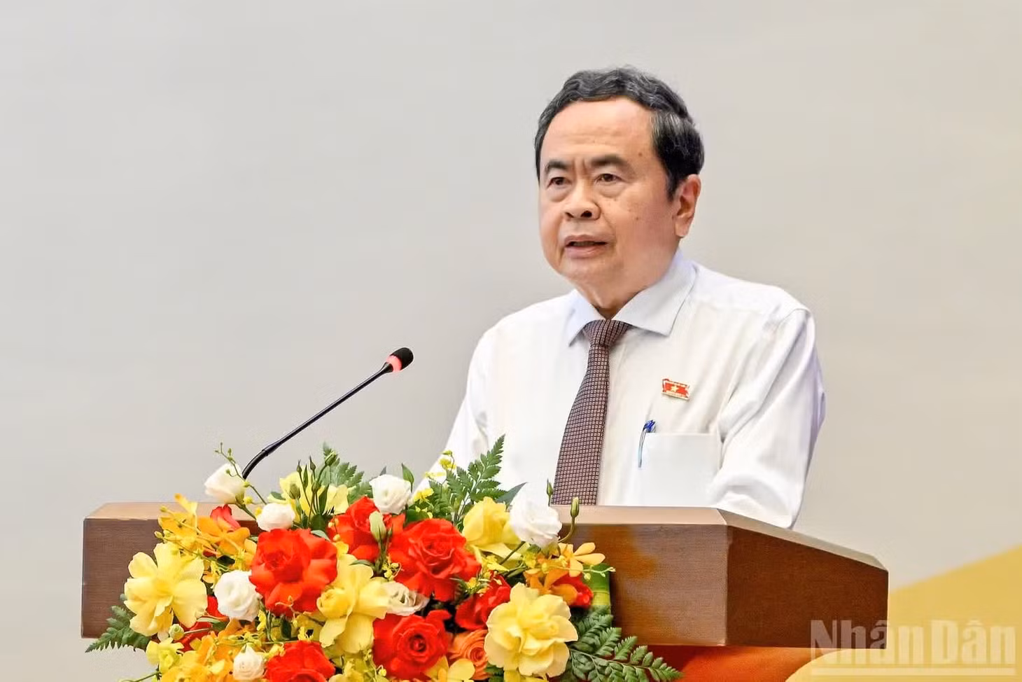 Chủ tịch Quốc hội Trần Thanh Mẫn phát biểu khai mạc hội nghị. (Ảnh: THỦY NGUYÊN)
