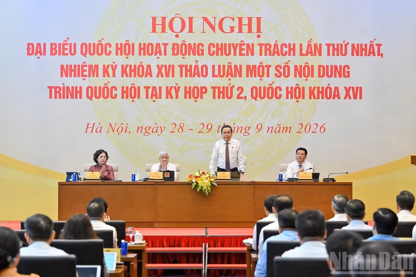 Chủ tịch Quốc hội Trần Thanh Mẫn chủ trì hội nghị. (Ảnh: THỦY NGUYÊN)