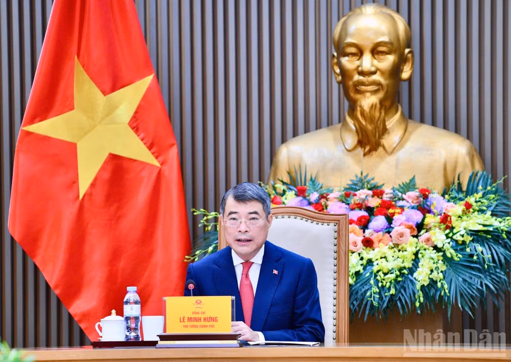 Thủ tướng Chính phủ Lê Minh Hưng điện đàm với Thủ tướng Cộng hòa Liên bang Đức Friedrich Merz. (Ảnh: THANH GIANG)