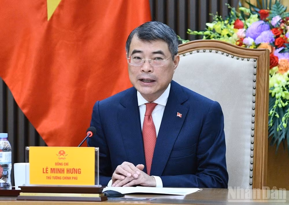 Thủ tướng Chính phủ Lê Minh Hưng đề nghị khai thác hiệu quả tiềm năng hợp tác và tạo thêm động lực đưa quan hệ Việt Nam và Đức ngày càng đi vào chiều sâu, thực chất và hiệu quả. (Ảnh: THANH GIANG)