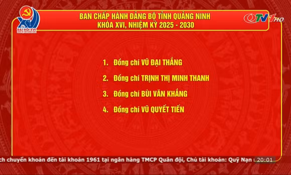 Danh sách Ban Chấp hành Đảng bộ tỉnh Quảng Ninh nhiệm kỳ 2025-2030