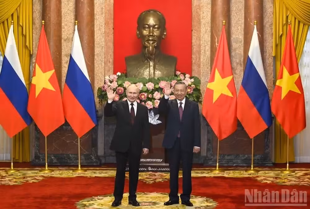 Chủ tịch nước Tô Lâm hội đàm với Tổng thống Liên bang Nga Vladimir Putin vào tháng 6/2024 tại Hà Nội (Ảnh tư liệu: DUY LINH)