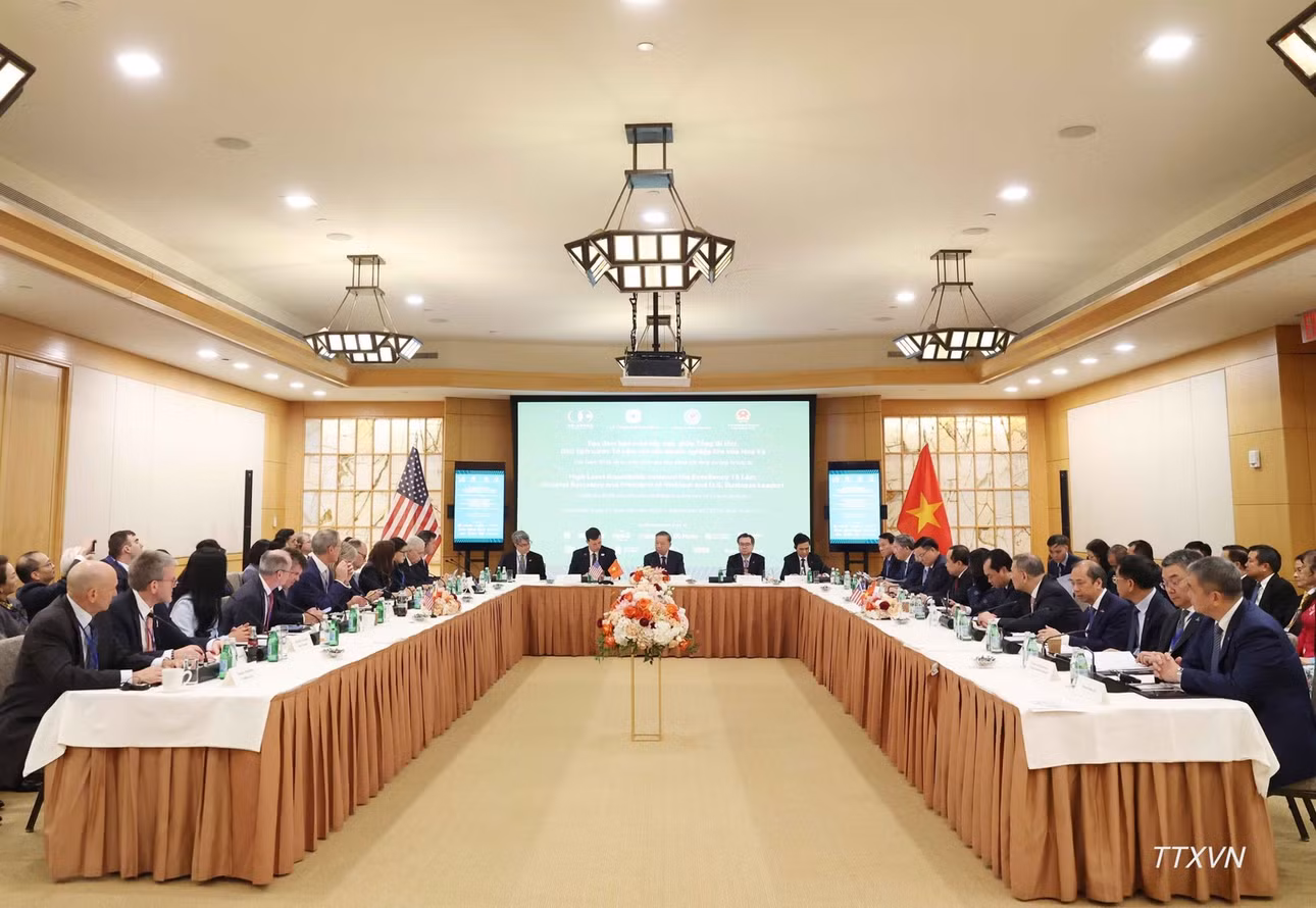 Tổng Bí thư, Chủ tịch nước Tô Lâm dự Tọa đàm bàn tròn cấp cao với các doanh nghiệp lớn của Hoa Kỳ. (Ảnh: TTXVN)