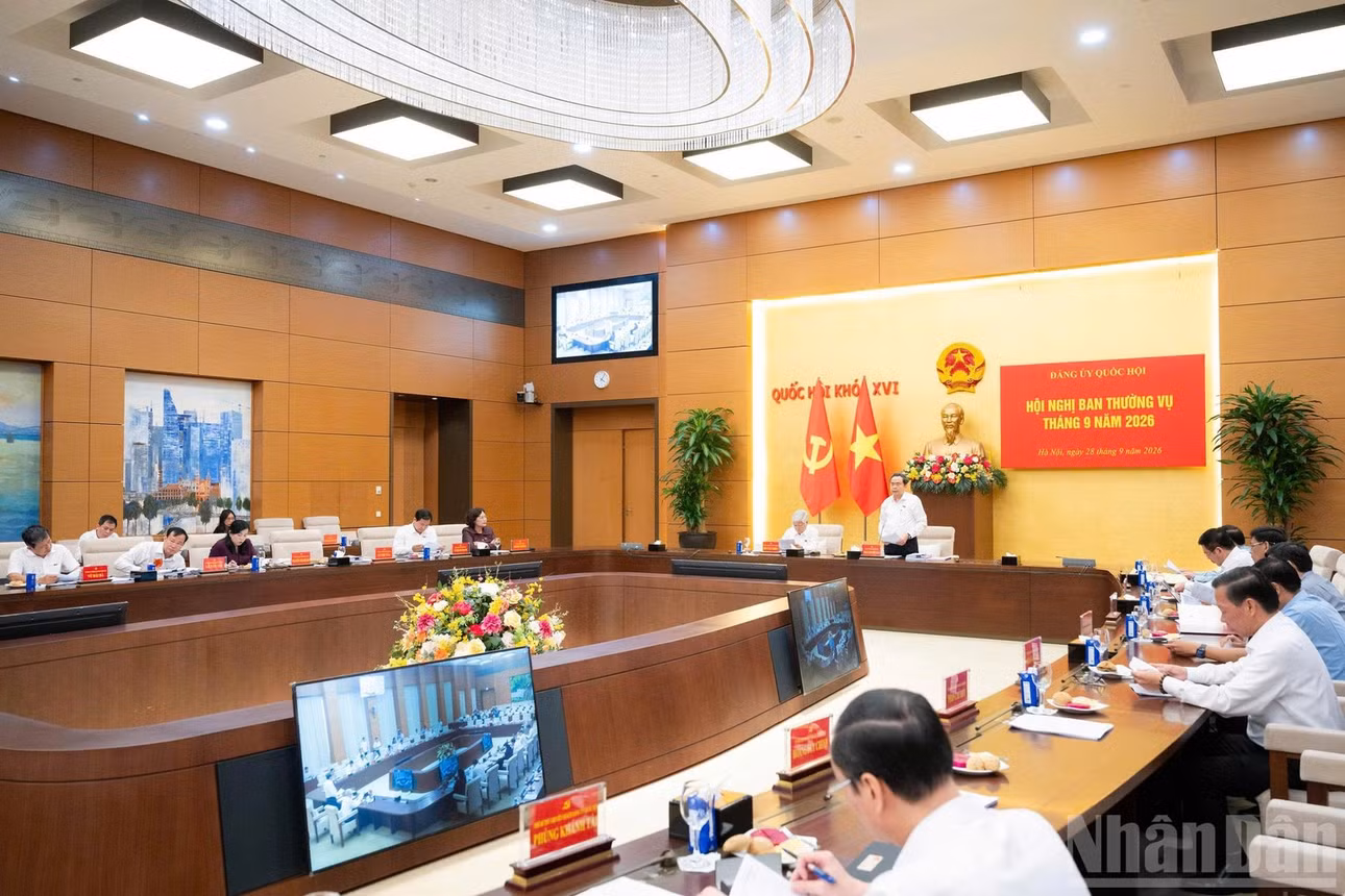 Quang cảnh hội nghị Ban Thường vụ Đảng ủy Quốc hội tháng 9 năm 2026. (Ảnh: DUY LINH)