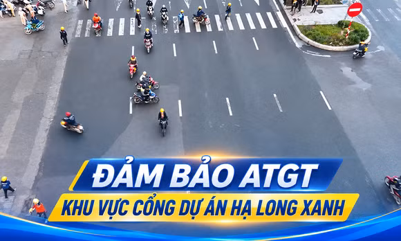 Đảm bảo ATGT khu vực cổng dự án Hạ Long Xanh