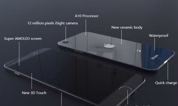 Bản thiết kế iPhone 7 chống nước, vỏ gốm, màn Super AMOLED
