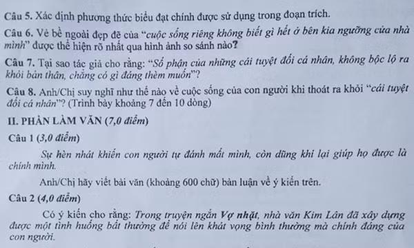 Đề thi và gợi ý môn Văn kỳ thi THPT quốc gia