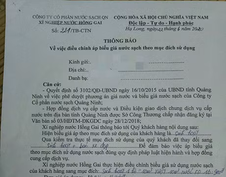 Bất ngờ trước việc áp giá nước sạch của Công ty CP Nước sạch Quảng Ninh